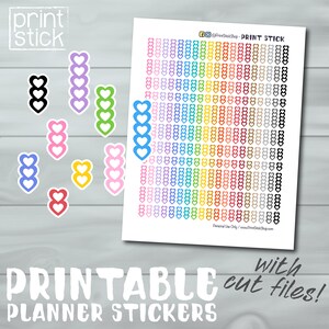 Checkliste druckbare Aufkleber - Herz Checklisten druckbare Planner Aufkleber in Brights für Erin Condren Happy Planner etc - mit geschnittenen Dateien!