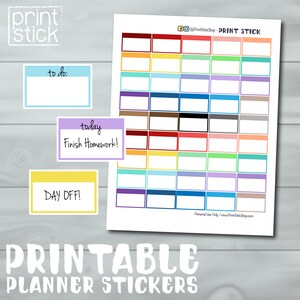 Bright Header Box Printable Planner Stickers (JPG/PDF)