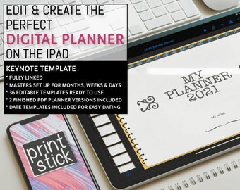 Custom Digital iPad Planner for Keynote for Goodnotes Notability Noteshelf Tablet Planner iPad Planner Digital Planner Customizable Template