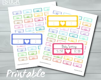 track time printable planner sticker sheet time slots etsy