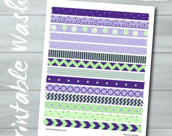 Minty Purple Washi Tape - PRINTABLE SHEET - Perfect for Erin Condren, Happy Planner, other Planners and Scrapbooking!