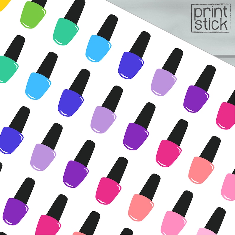 Nail Polish Planner Stickers PRINTABLE Rainbow Colors Etsy