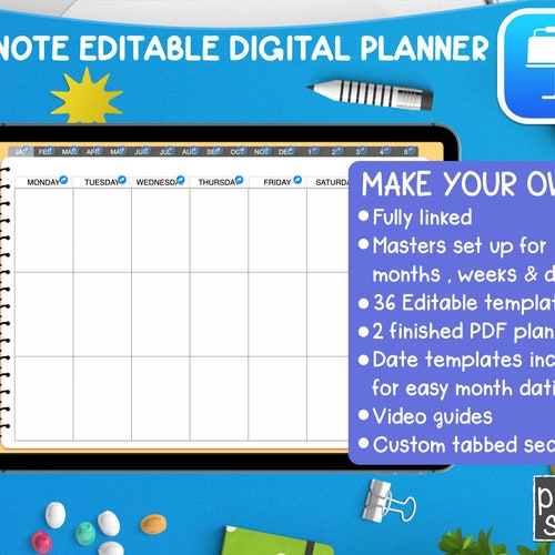 Digital Planner Template Editable Customizable in Keynote Etsy