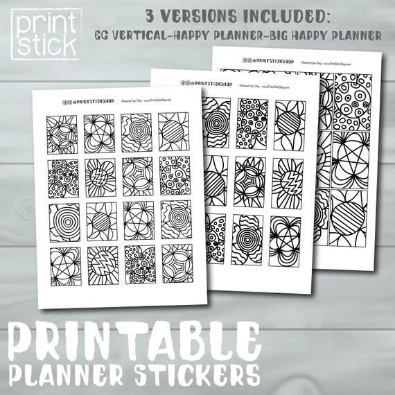 Coloring Planner Stickers PRINTABLE Full Box Stickers. Etsy