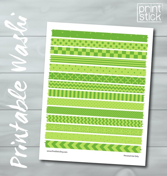 Lime Lemon Green Washi Tape PRINTABLE SHEET Perfect for Erin Condren, Happy  Planner, Other Planners and Scrapbooking 