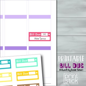 Bill Due Printable Stickers - Finance Stickers - Includes a Big Happy ...