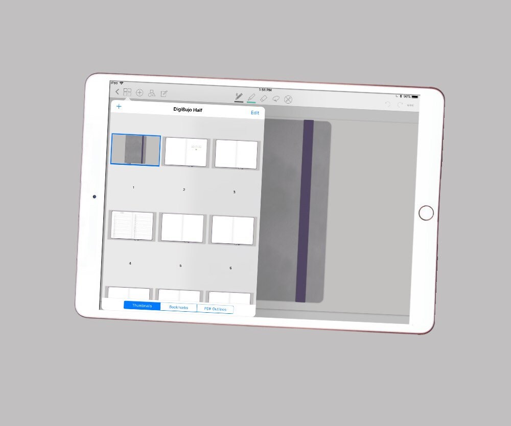 Cuaderno Digital iPad en Blanco Goodnotes / Notability Con hipervínculos  activos y 12 secciones en blanco -  México