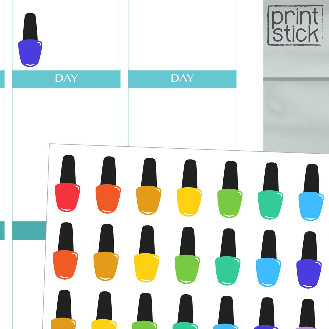 Nail Polish Planner Stickers PRINTABLE Rainbow Colors - Etsy