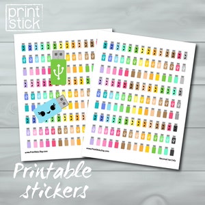 Kawaii USB-Stick Aufkleber: Planer Scrapbook Verzierungen (druckbares Blatt)