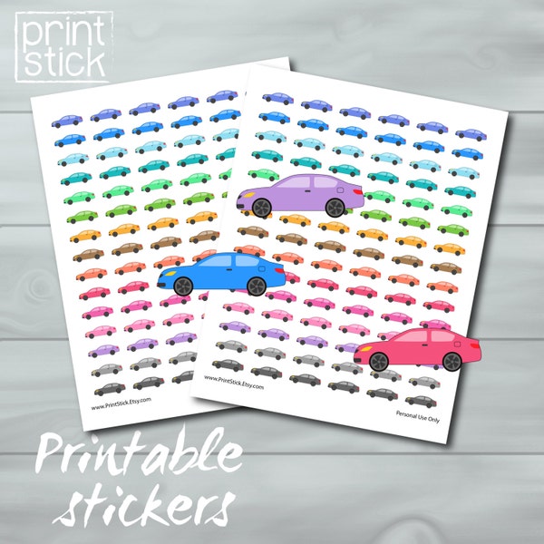 Calcamonías Carro Coche Imprimibles - Para el Diario Erin Condren, Calendario o Cualquier Otro Cuaderno !