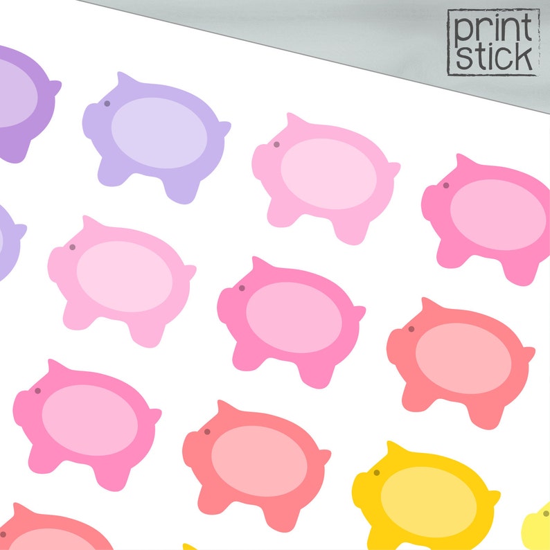 Piggy Bank Stickers Printable Sticker Sheet Fits Erin Etsy