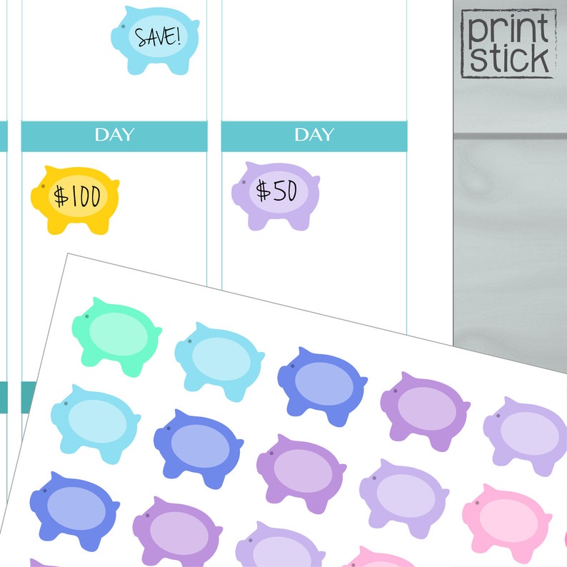 Piggy Bank Stickers Printable Sticker Sheet Fits Erin Etsy