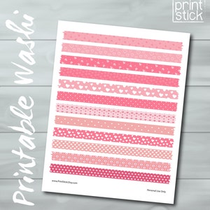 Heart Washi Tape: Printable Planner Stickers (JPG Sheet)
