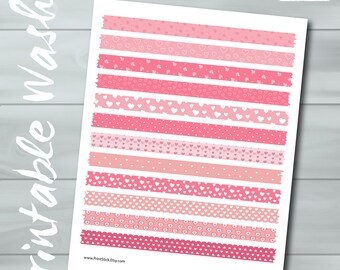 Heart Washi Tape - PRINTABLE JPG SHEET - Hearts Washi - Perfect for Erin Condren, Happy Planner, other Planners and Scrapbooking!