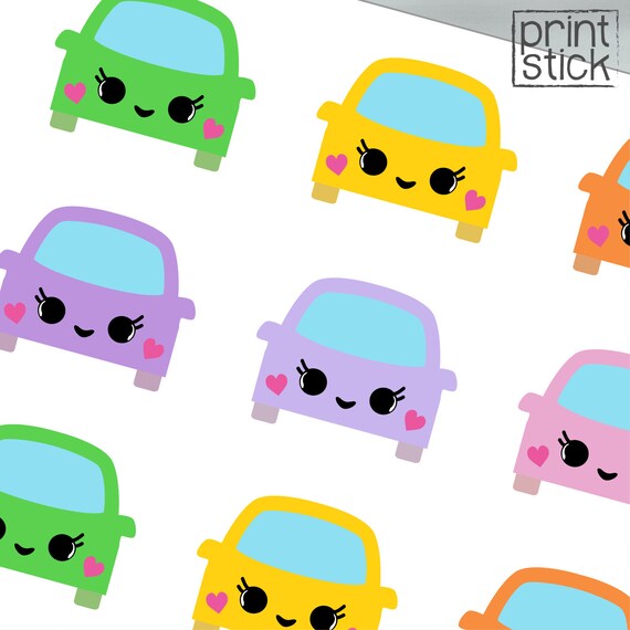 Kawaii Cars Printable Stickers Perfect For Your Erin Condren Etsy Norway
