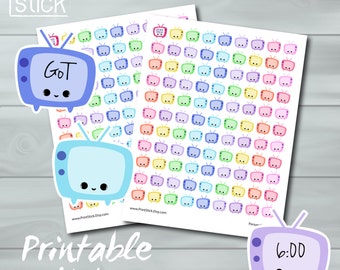 Kawaii TV Planner Stickers PRINTABLE - Keep track of your favorite shows! - Perfect for Erin Condren or any other planner or notebook !