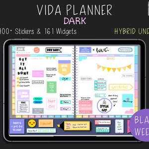 Undated Digital Planner for GoodNotes & Notability: Vida Hybrid Planner with Stickers (PDF)