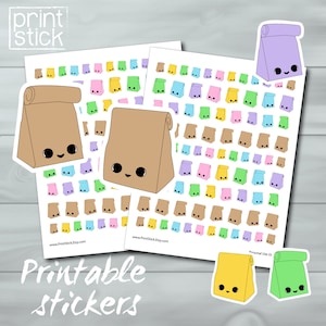 Kawaii Lunch Planner Stickers: Food To Go (PRINTABLE)