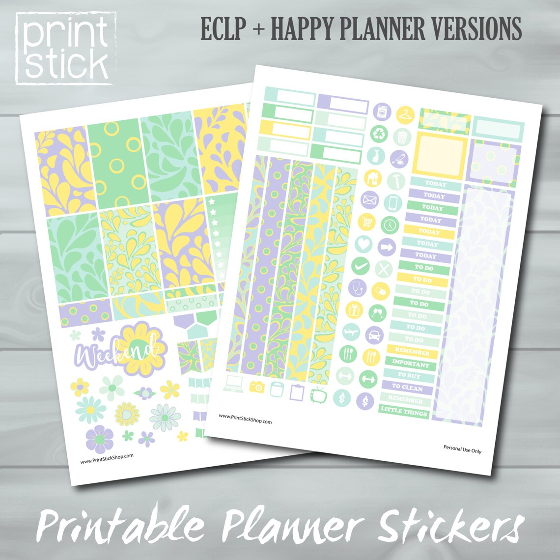 Mint Planner Stickers Printable Sheets Happy Planner | Etsy