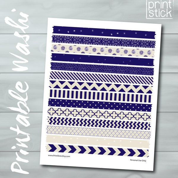Navy & Tan Printable Washi - JPG SHEET - Perfect for Erin Condren, Happy Planner, other Planners and Scrapbooking!