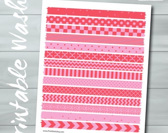 Rosa & rosso stampabile Washi - JPG SHEET - perfetto per Erin Condren, felice Planner, altri progettisti e Scrapbooking!