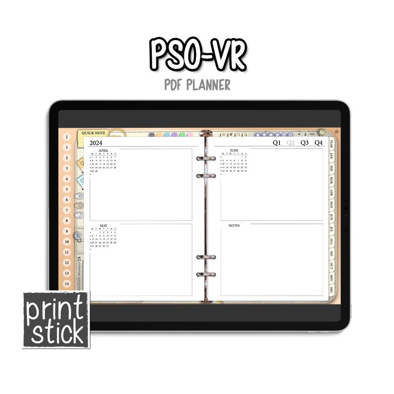 2024 Digital Planner PrintStick Organizer VR Notebook Journal for GoodNotes, Noteshelf, Notability, ZoomNotes. iPad Planning image 4