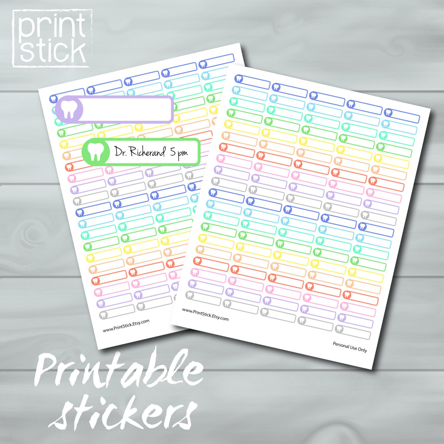 Paper or Scrapbook DENTIST APPOINTMENT Stickers perfect for your