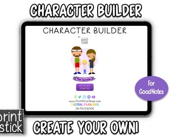 Digital Stickers for GoodNotes iPad Planner Stickers GoodNotes Planner Stickers Digital - DIY Character Builder