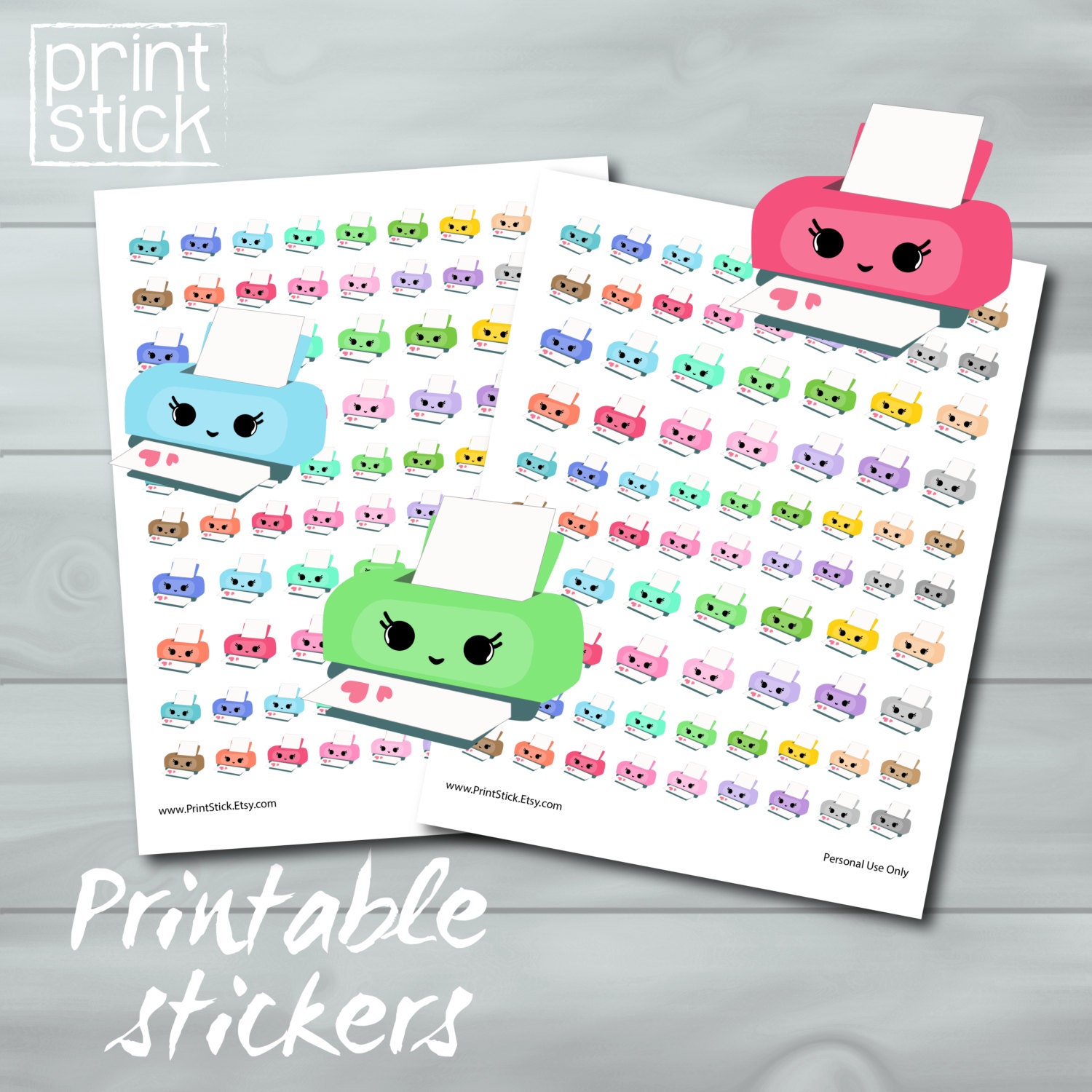 Kawaii Printer Printable Stickers - Perfect for your Erin Condren Pla…