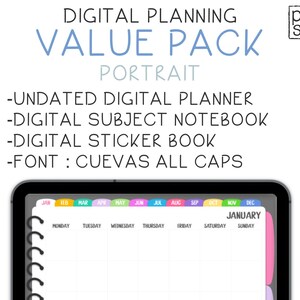 Digital Planner & Subject Notebook for iPad GoodNotes Digital Stickers + Font SUPER DEAL!