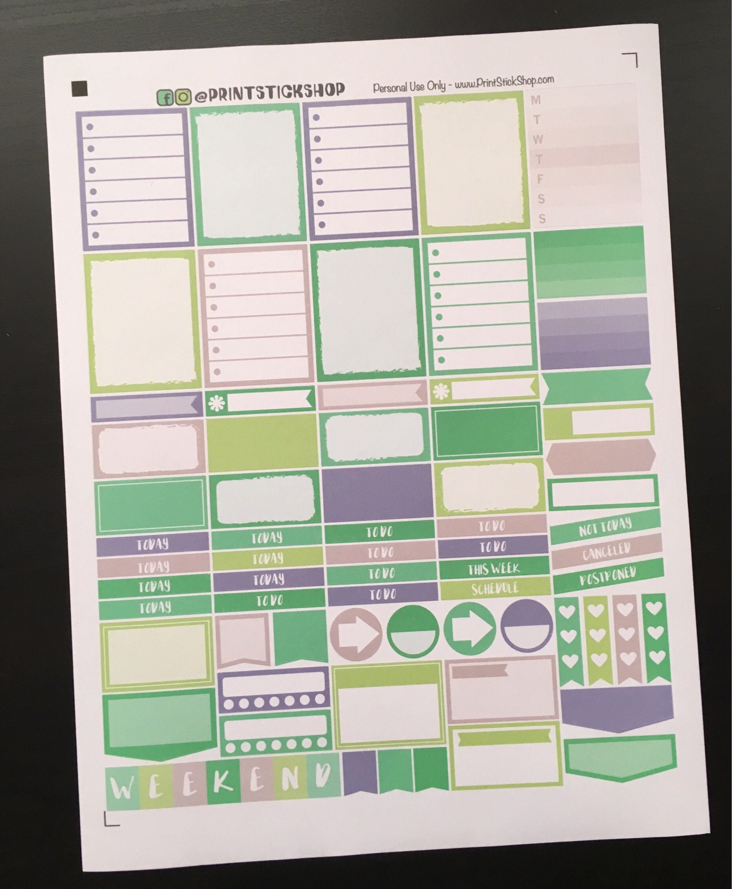 green printable planner stickers weekly stickers for erin