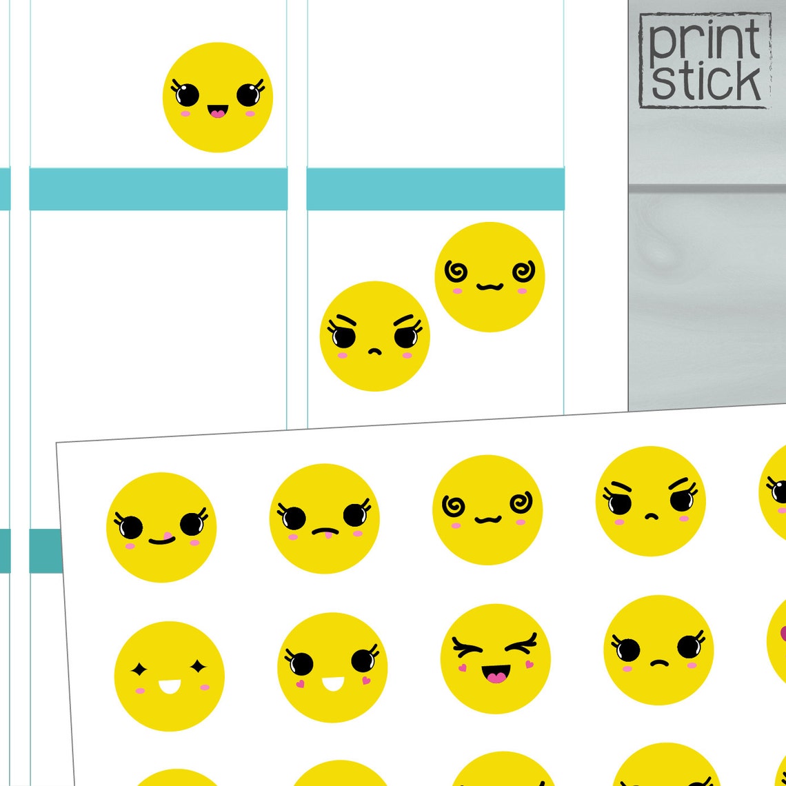 Emoji Printable Stickers JPG Planner Stickers Perfect for Etsy