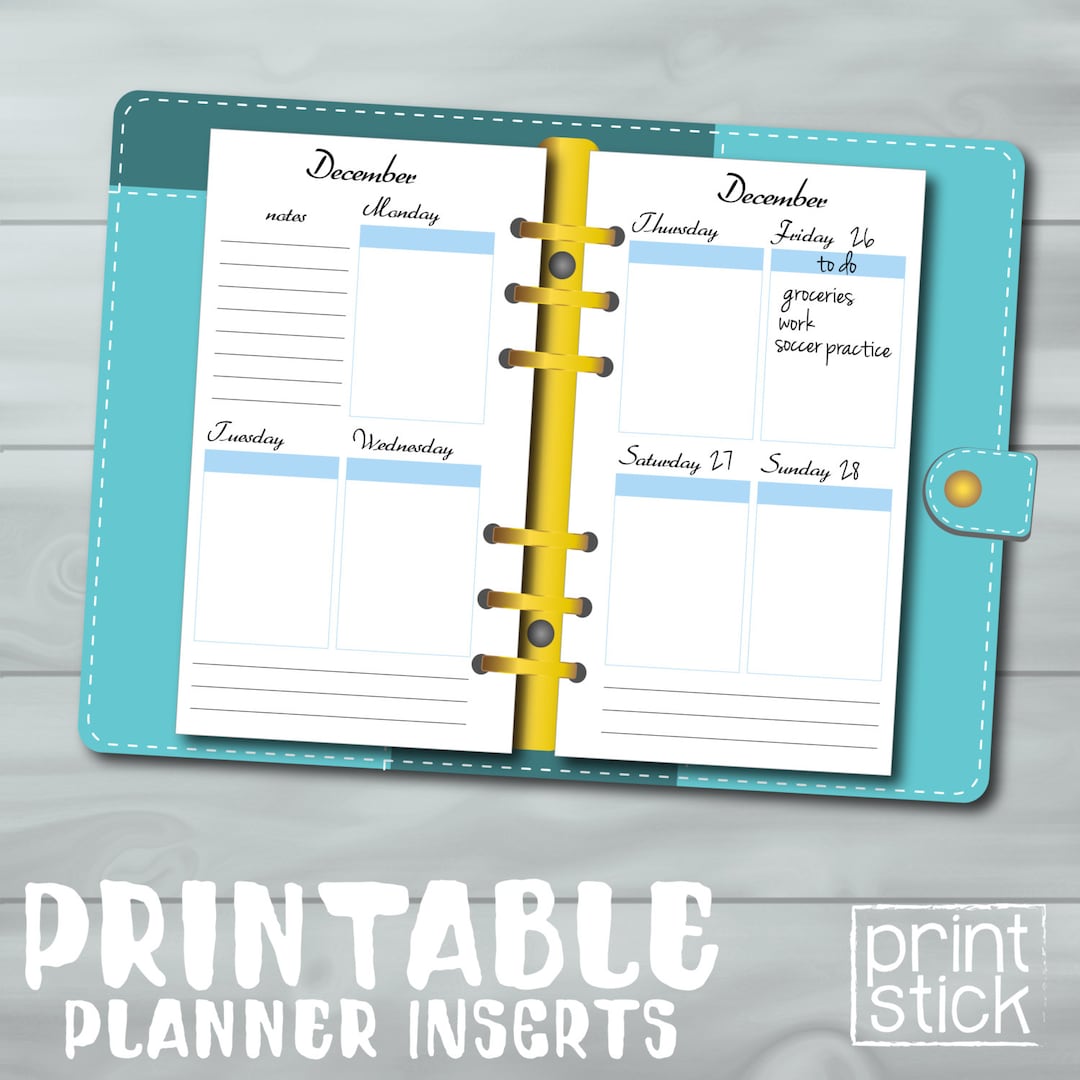 Personal Planner Inserts - Erin Condren Style - Week on 2 Pages ...
