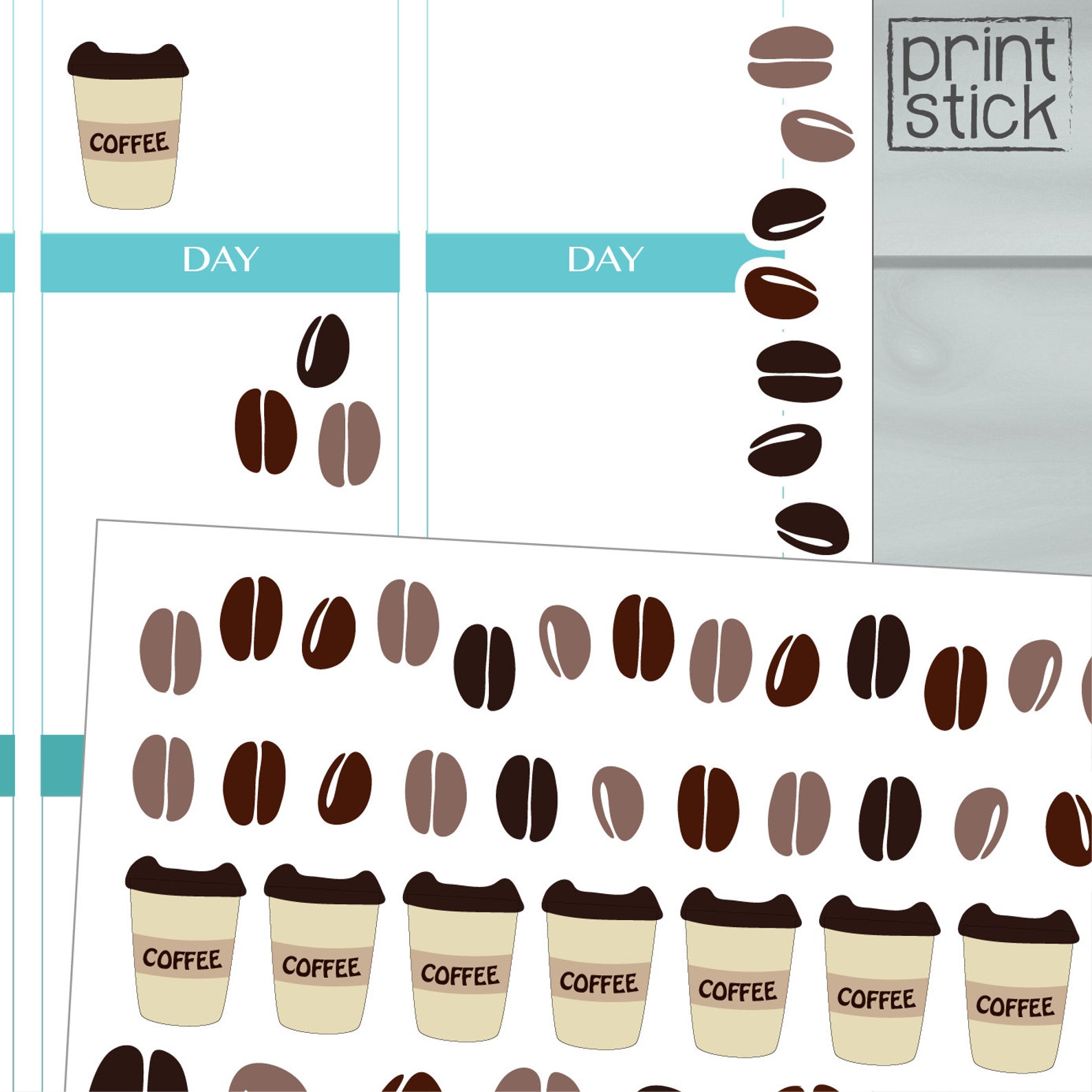 Cute Coffee Stickers PRINTABLE Perfect for Your Erin - Etsy
