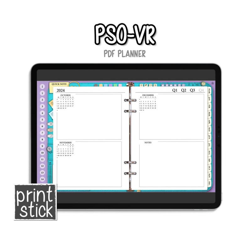 2024 PrintStick Organizer VR Digital Planner Notebook Journal for GoodNotes, Noteshelf, Notability, ZoomNotes. iPad image 5