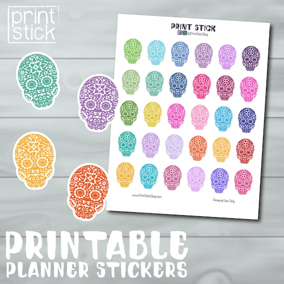 Day of the Dead Stickers Día de Muertos PRINTABLE Planner | Etsy