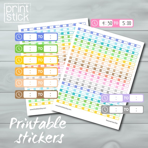 track time printable planner sticker sheet time slots etsy