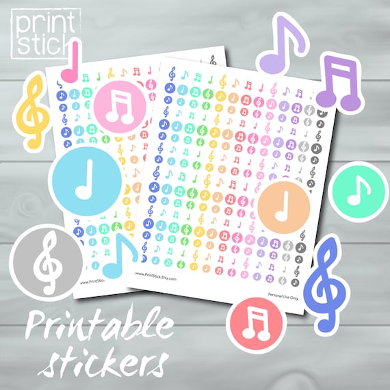 music notes planner stickers printable violin guitar piano etsy
