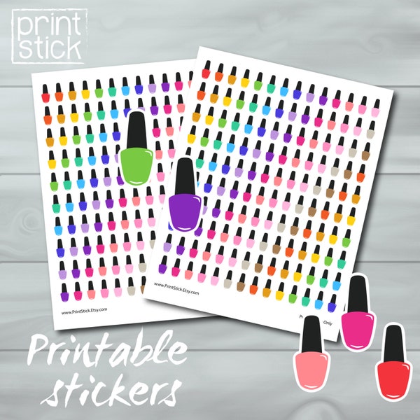 Nail Polish Planner Stickers PRINTABLE - Rainbow Colors - Perfect for your Erin Condren, Paper Plum, Filofax, Happy or any other planner!