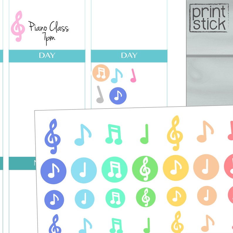 music notes planner stickers printable violin guitar piano etsy