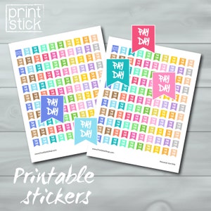 Pay Day Planner Stickers: Colorful Flags (JPG Digital Download)