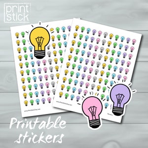 Schattig gloeilamp Stickers - afdrukbare - Perfect voor uw Erin Condren Planner of andere planner of notebook