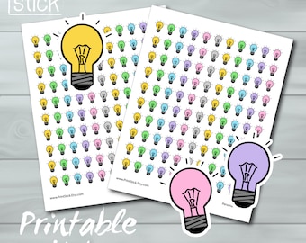 Cute Lightbulb Stickers - PRINTABLE - Perfect for your Erin Condren Planner or any other planner or notebook