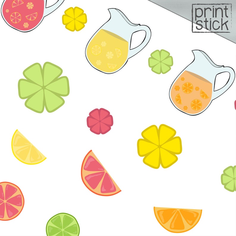 Cute Lemonade Planner Stickers PRINTABLE Citrus Fruits Etsy