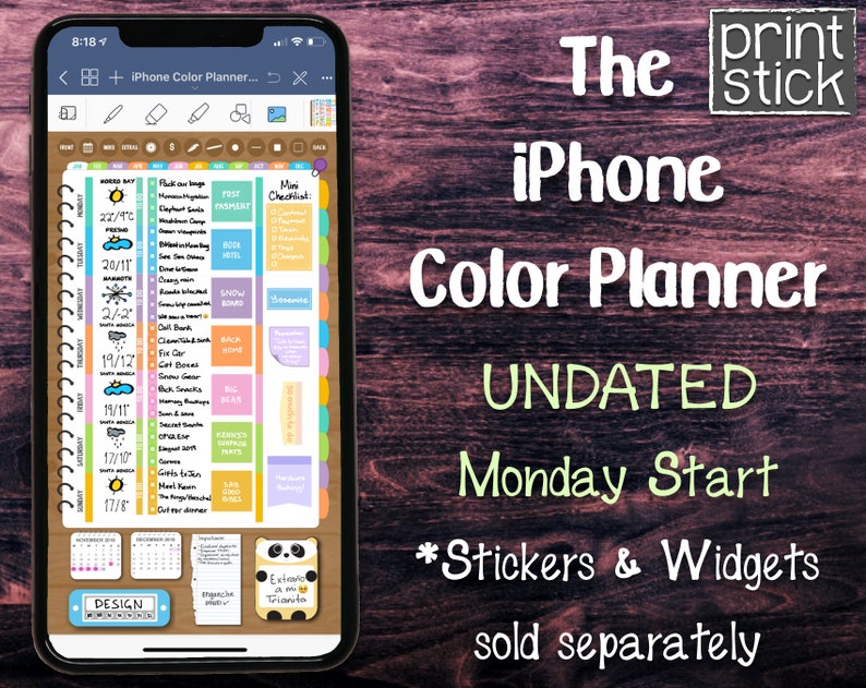 Iphone Planner Digital Undated Planner Ipad Goodnotes Etsy