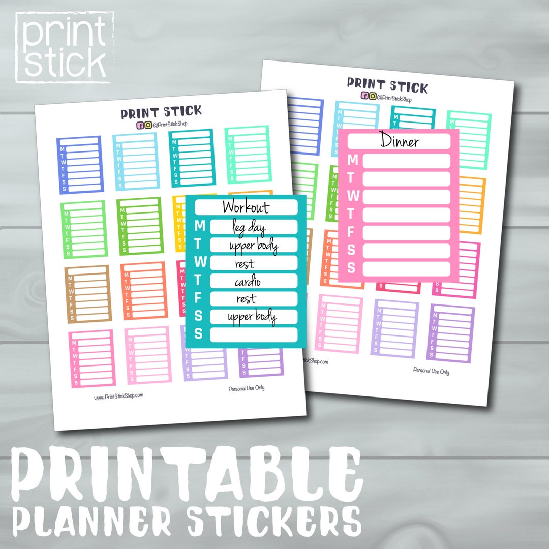 Weekly Habit Tracker Stickers: Printable Planner Stickers (JPG/PDF ...