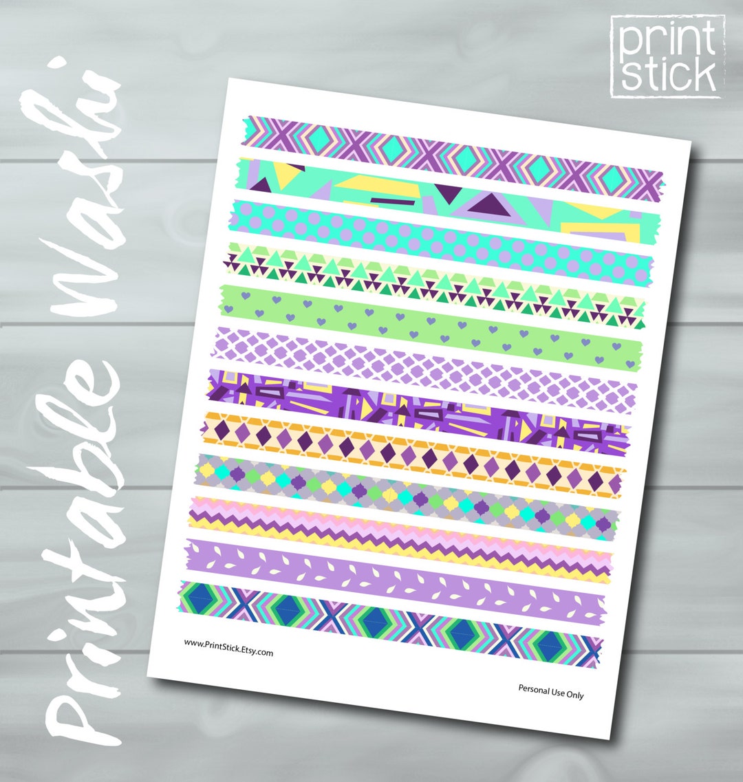 Purple Washi Tape Printable Sheet: Planner Scrapbooking (JPG Download ...
