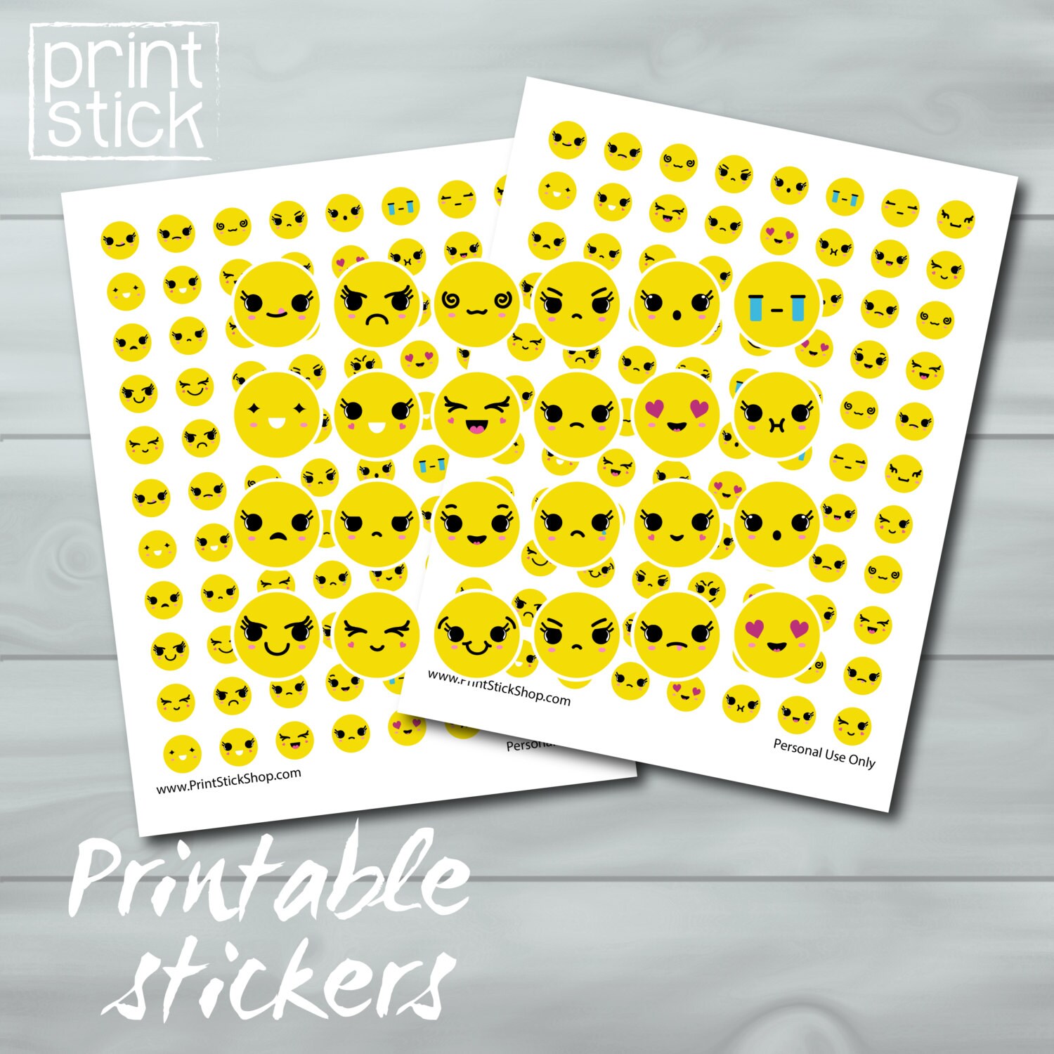 emoji printable stickers jpg planner stickers perfect for etsy