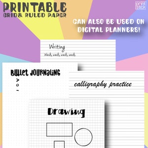 Digital Planner Dotted Paper, Grid Paper, Ruled Paper - PRINTABLE / DIGITAL - .pdf, .jpg, .png Transparent - Use on Digital Planner Pages!