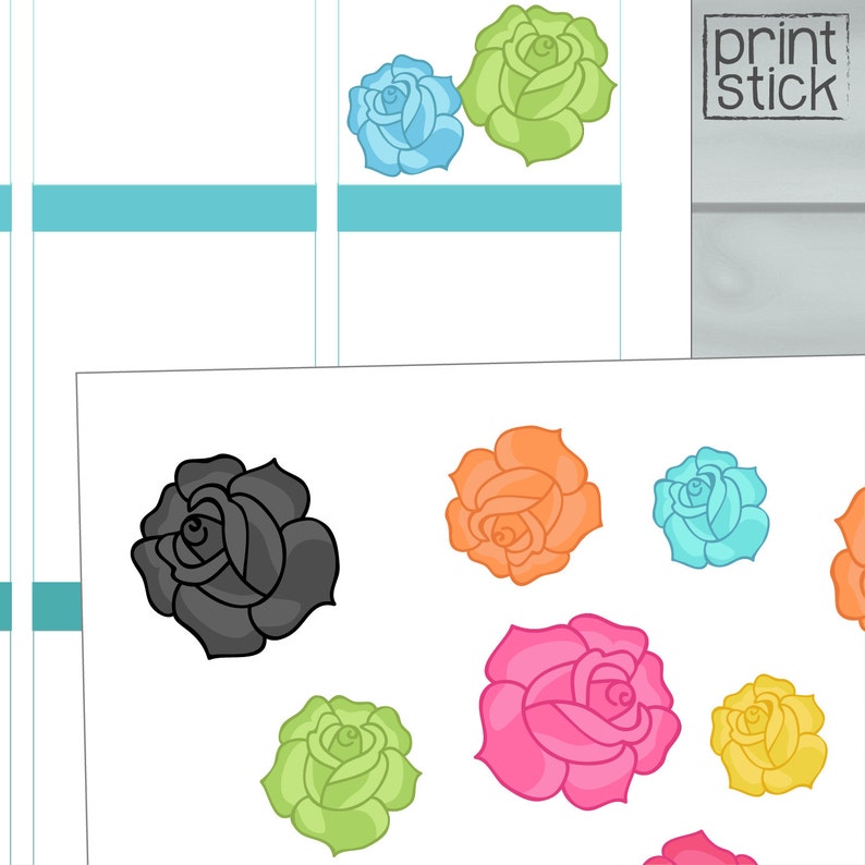 Roses Planner Stickers: Printable Floral Stickers (JPG) - Etsy